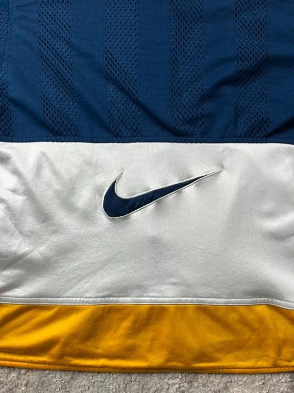 Jaqueta de trilha vintage anos 90 da Nike em azul-marinho e amarelo com zíper tamanho P – photo 10